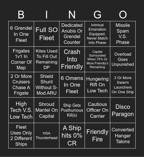 Starsector Braw King 2 Bingo Card