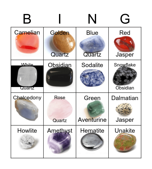 Rock Bingo Card