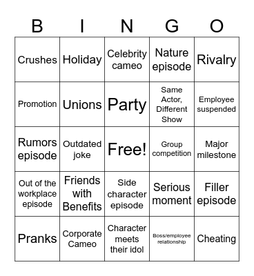 Sitcom Bingo Card Bingo Card