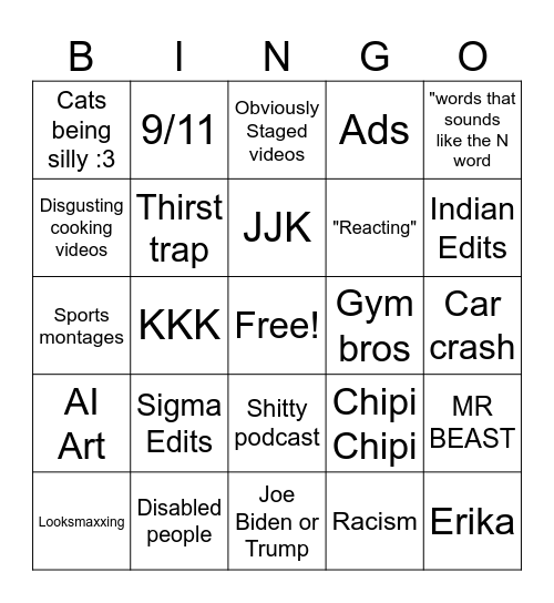 Pain and suffering Bingo Card