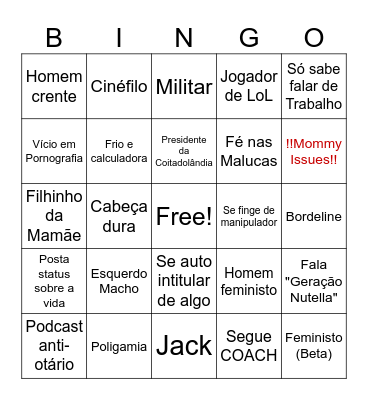 Bingo Red Flag Homem Bingo Card