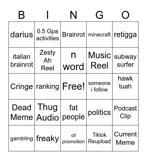 b0xybr0wn's IG Reel Bingo (Nov '24) Bingo Card