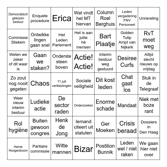 Ultieme FNV Crisisbingo Card