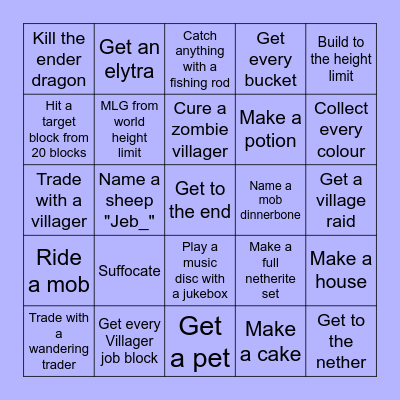Minecraft Bingo Card