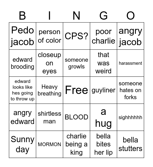 Marias bday bash twilight Bingo Card