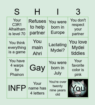 SU KINNIE BINGO LIST Bingo Card