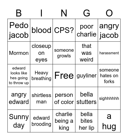 Marias bday bash twilight Bingo Card