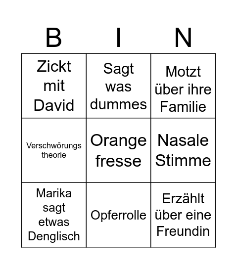 Marika Goat Bingo Card