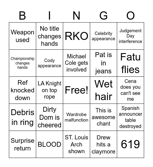 Backlash with Wee Man Bingo Card