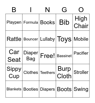 Baby Bingo Card