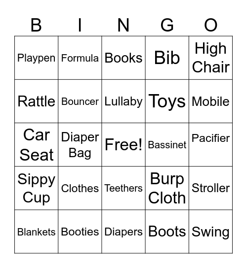 Baby Bingo Card