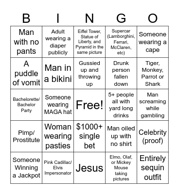 Las Vegas Bingo Card