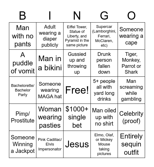 Las Vegas Bingo Card