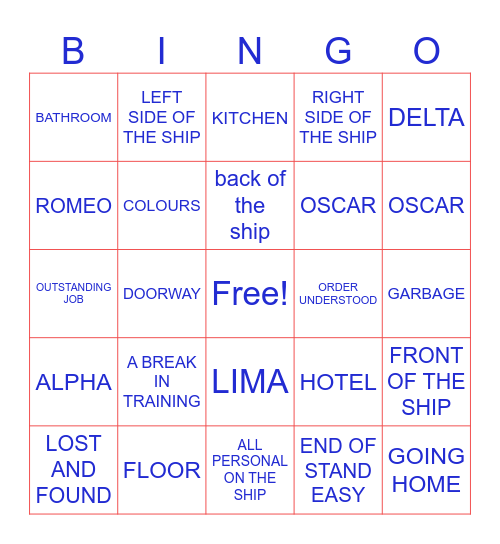 NAVAL TERMINOLOGY BINGO Card