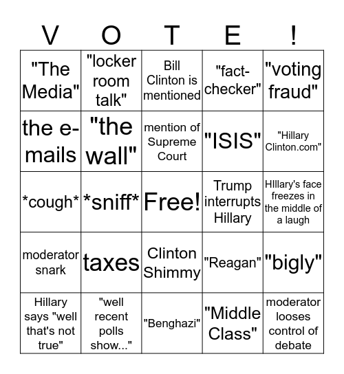 Final Debate VOTE! Bingo Card