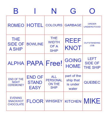 NAVAL TERMINOLOGY BINGO Card