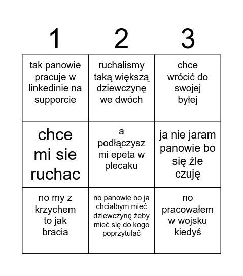 hiszpan bingo Card