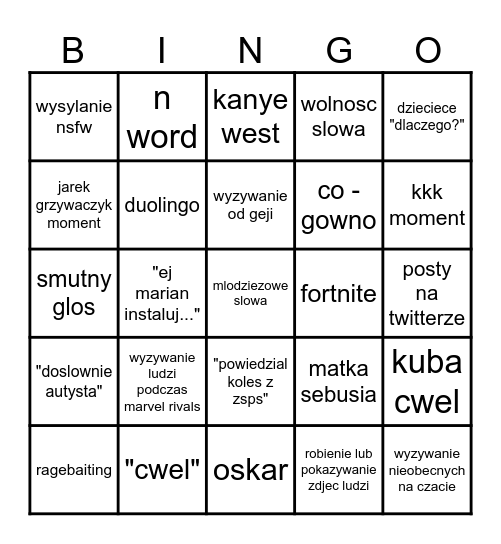 miki cwelingo Bingo Card
