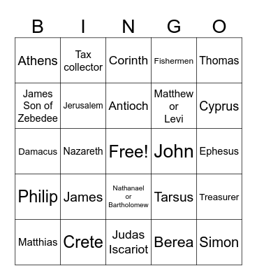 APOSTLES Bingo Card