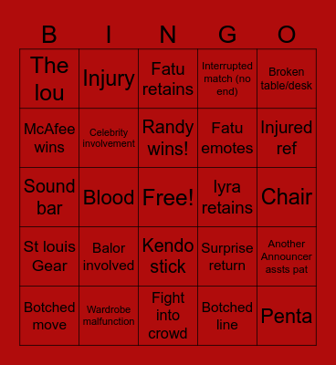WWE Backlash 2025 St Louis Bingo Card