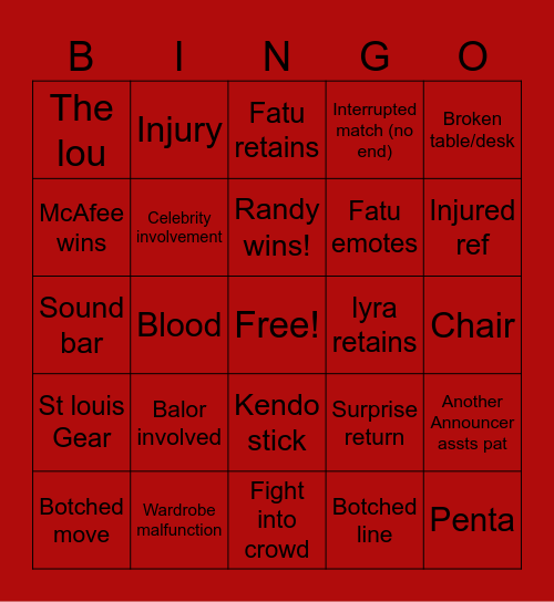 WWE Backlash 2025 St Louis Bingo Card