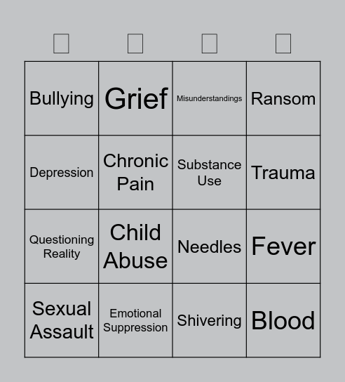 Whump V1 Bingo Card