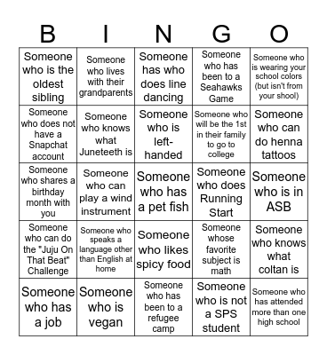 People Bingo Card