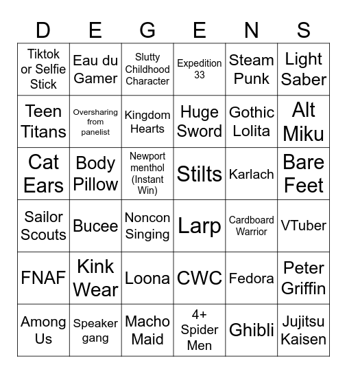 Momocon 2025 Bingo Card