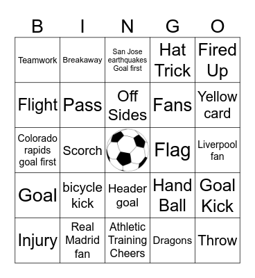 Soccer Bingo Card
