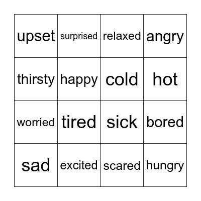 Feelings Bingo Card