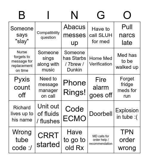 ~Sunday Funday~ Bingo Card