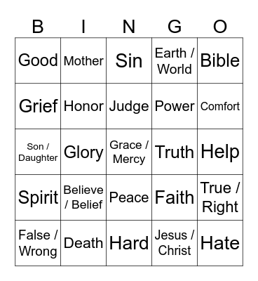 Sermon Bingo Card