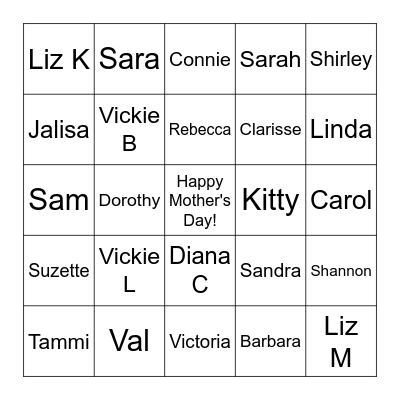 Mother's Day Bingo Card