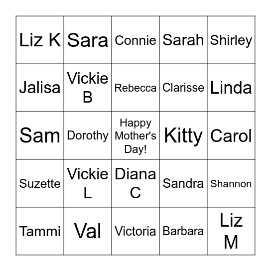 Mother's Day Bingo Card