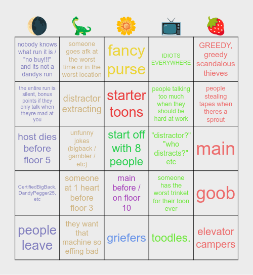 dandys world bingo Card