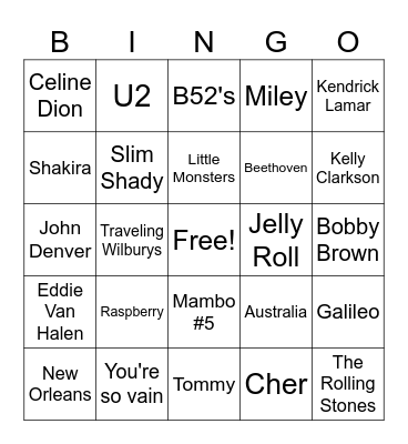 TRingo! Music General #6 Bingo Card