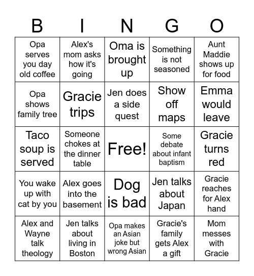 Meeting the Solomon family Bingo Card