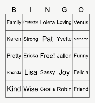 Mommy Bingo Card