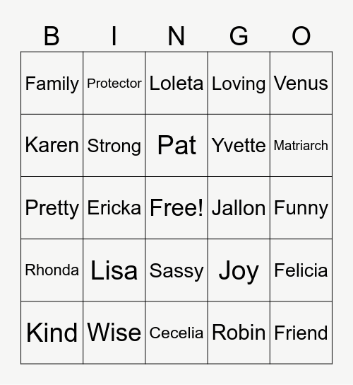Mommy Bingo Card