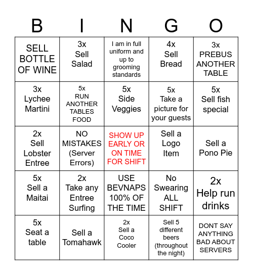 SERVER BINGO Card