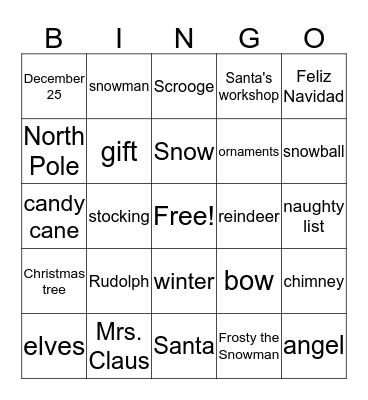 Christmas Bingo Card