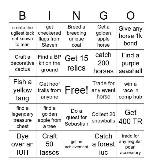 WHI bingo card! Bingo Card