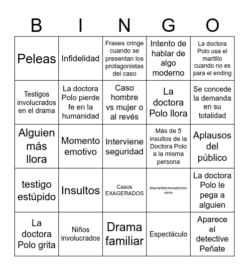 Caso cerrado Bingo Card
