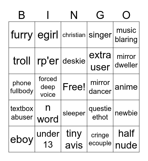 vrc publics Bingo Card