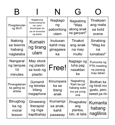 INAYS Bingo Card