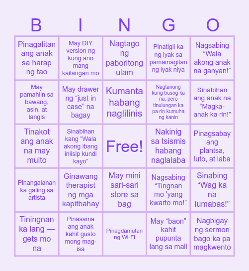 HAPPY MOM’S DAY!!! Bingo Card