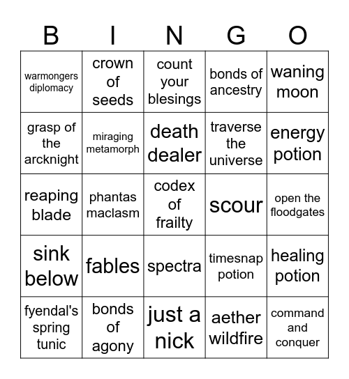 BnS Announcement Bingo Card