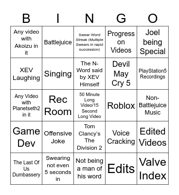 XEVBeans Bingo Card