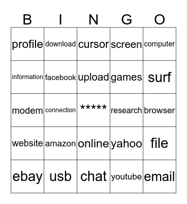 Internet Terms Bingo Card