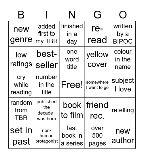 Book Bingo Card